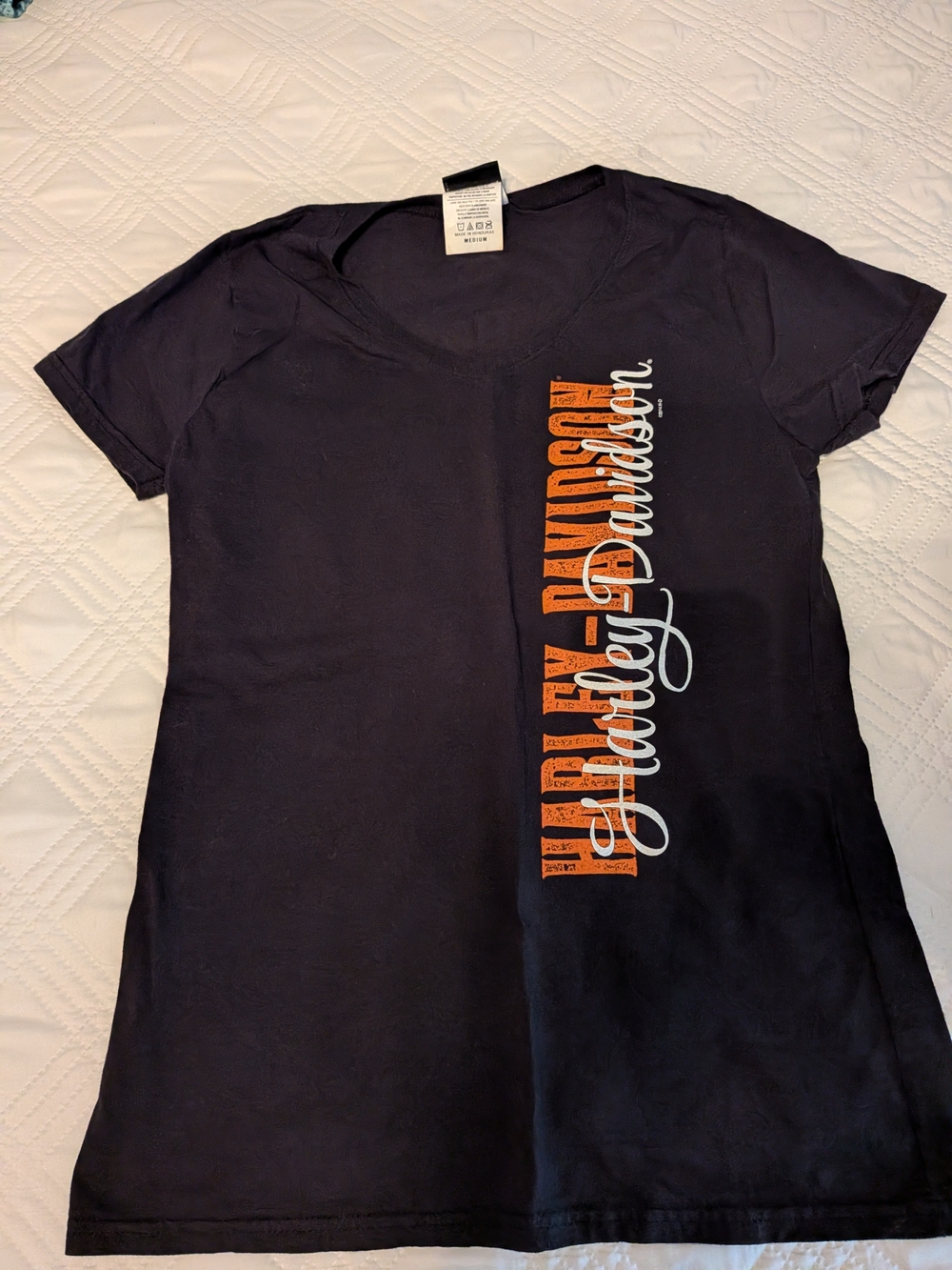 Harley-Davidson Women's Black Graphic T-Shirt with Orange Logo